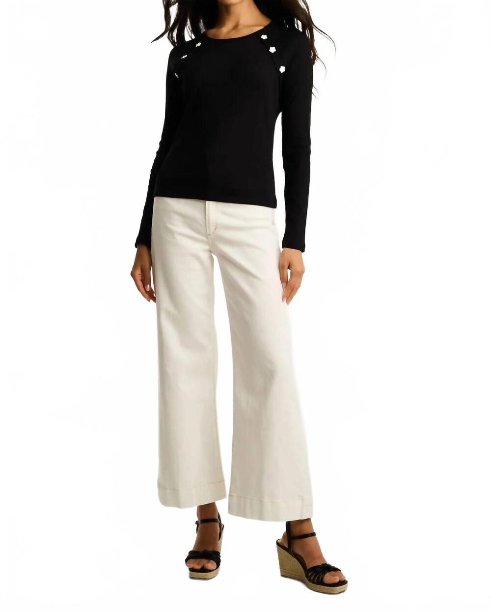 NEW LISA TODD pure rib raglan long sleeve tee in black